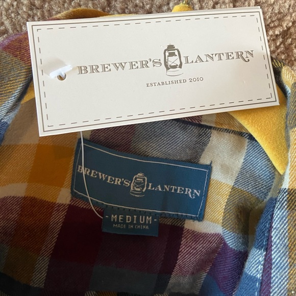 Brewers Lantern Flannel Plaid Medium Mens Button Down Shirt NWT - Picture 5 of 12
